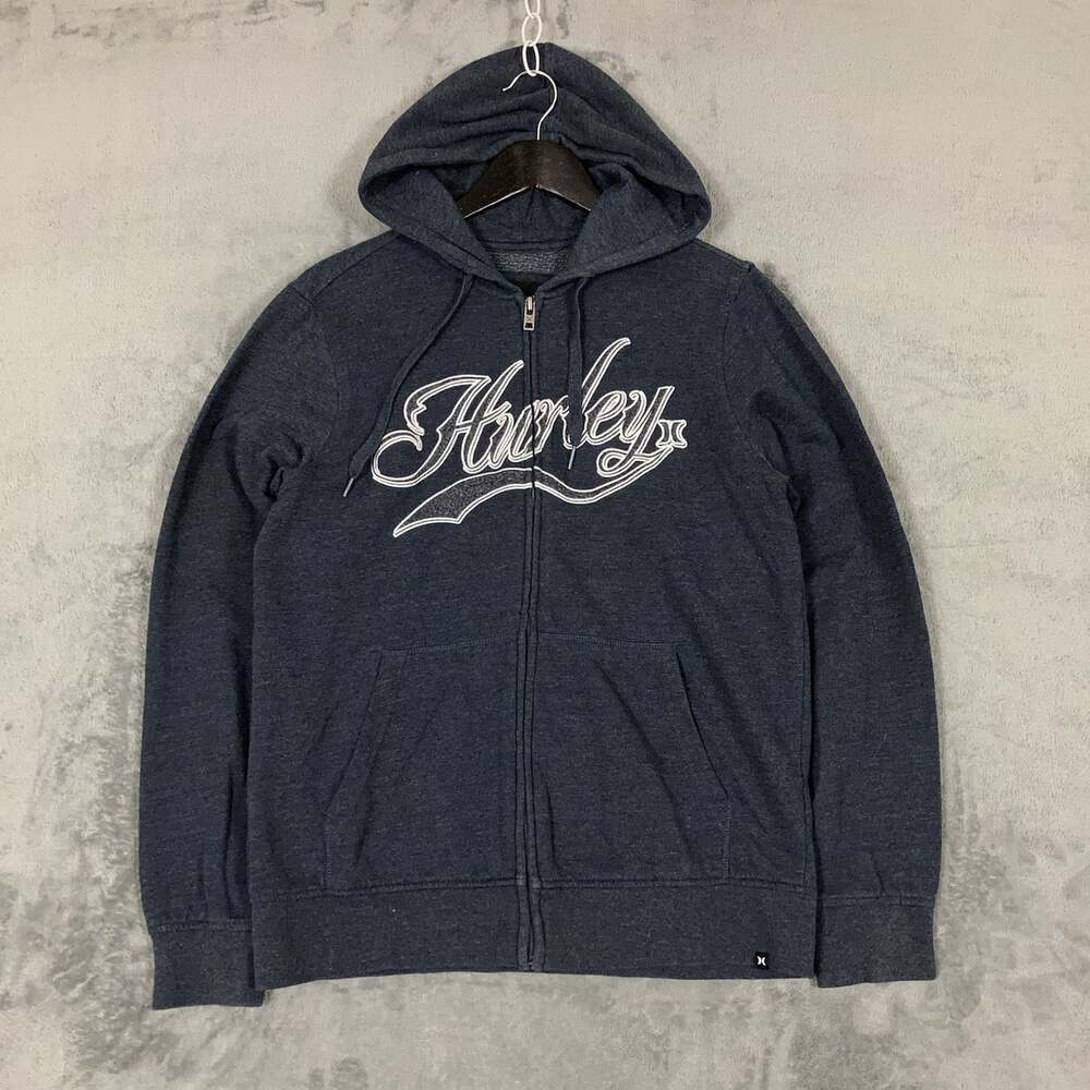 Vintage Y2K Hurley Full Zip Up Hoodie Sweatshirt Small Skate Grunge Cyber Skater
